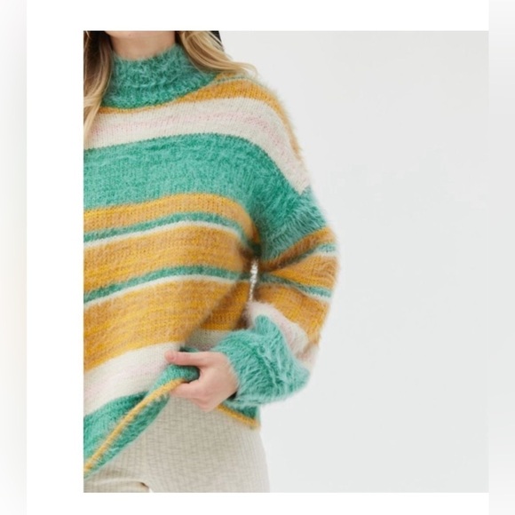 Urban Outfitters Kimchi Blue Fuzzy Sweater Size S Multicolor Slouchy Mock Neck - Picture 2 of 11